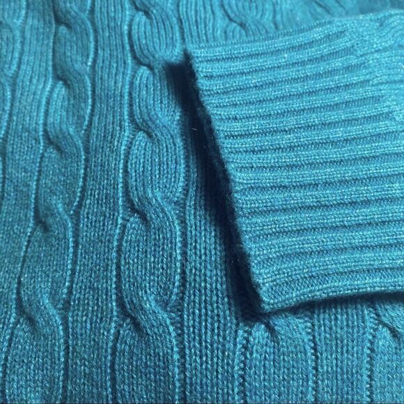 Polo Ralph Lauren Teal Green Cashmere Cable Knit Crew Neck Sweater - Picture 11 of 16